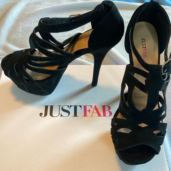 JustFab Platform Heels in Black Faux Suede, Like New! - Picture 10 of 14